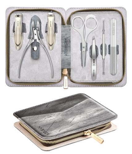 MR.GREEN Manicure Set, German Stainless Nail Clippers Set Anti Splash, Heavy Duty Fingernail& Toenail Clipper for Men& Women, Professional Personal Care Tools with Exquisite Travel Case
