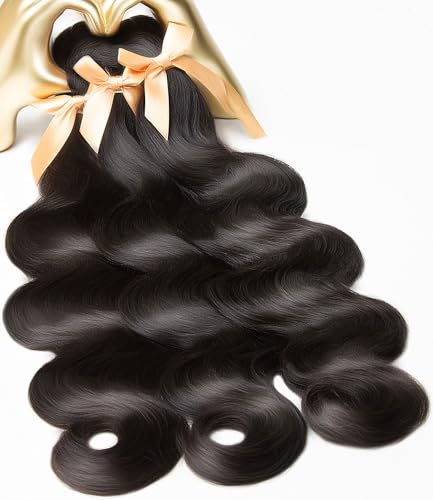 mlip Raw Bundles Human Hair Body Wave, No Tangle Shedding, Keep Texture Silky Soft After Multiple Washes, 15A Raw Indian Hair Bundles 20 22 24 Inches, Triple Lifespan 3X