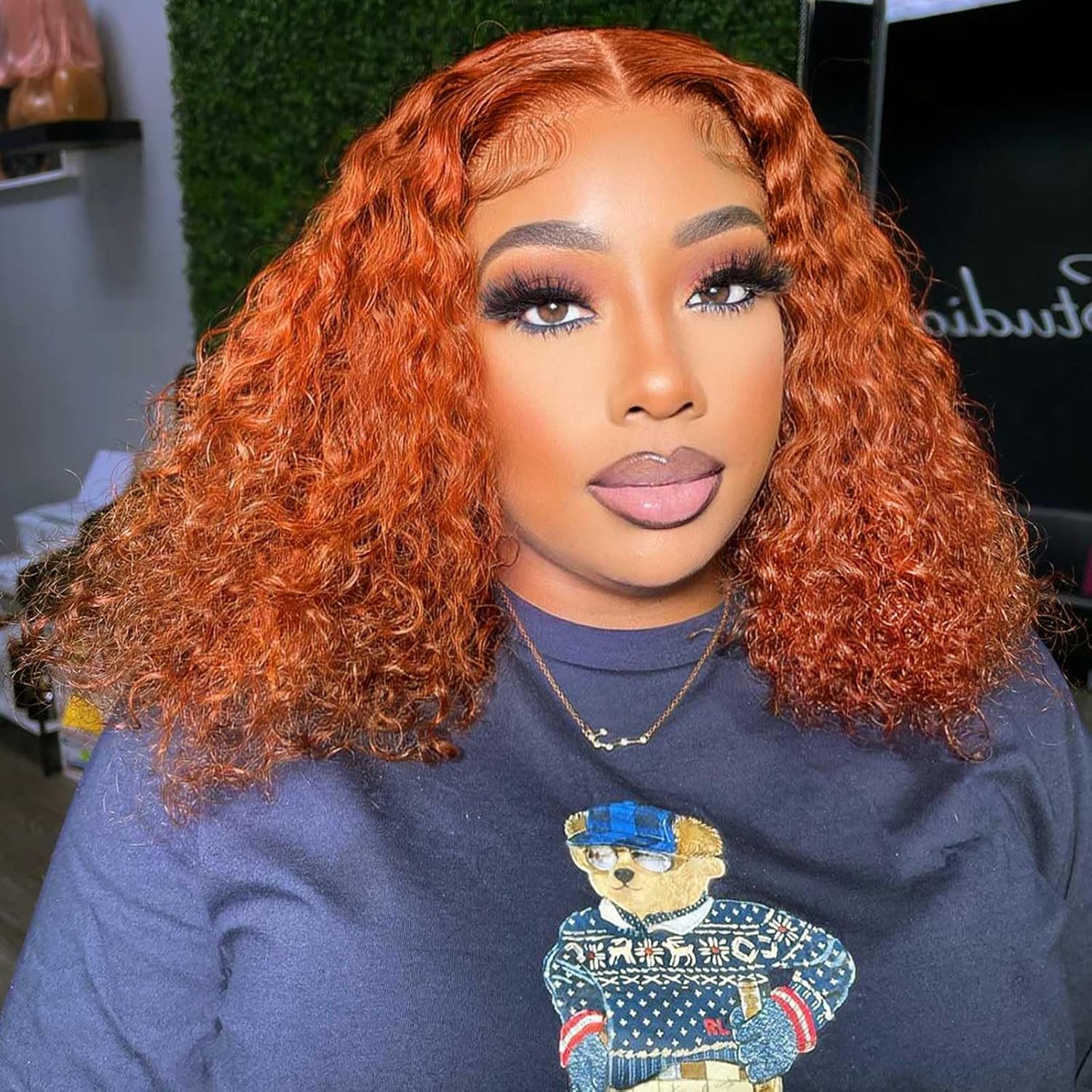 Curly BOB Wig Human Hair 200 Density 5x5 HD Lace Closure Deep Wave Wigs for Black Women Glueless Wear and Go Pre Plucked Deep Wave Wet and Wavy Glueless Wigs Human Hair Ginger 14 Inch