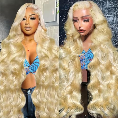 34 Inch 613 Lace Front Wig Human Hair 13x6 Blonde HD Lace Front Wigs Human Hair Pre Plucked Blonde Body Wave Wig Human Hair 200 Density 613 Lace Frontal Wigs Human Hair 13x6