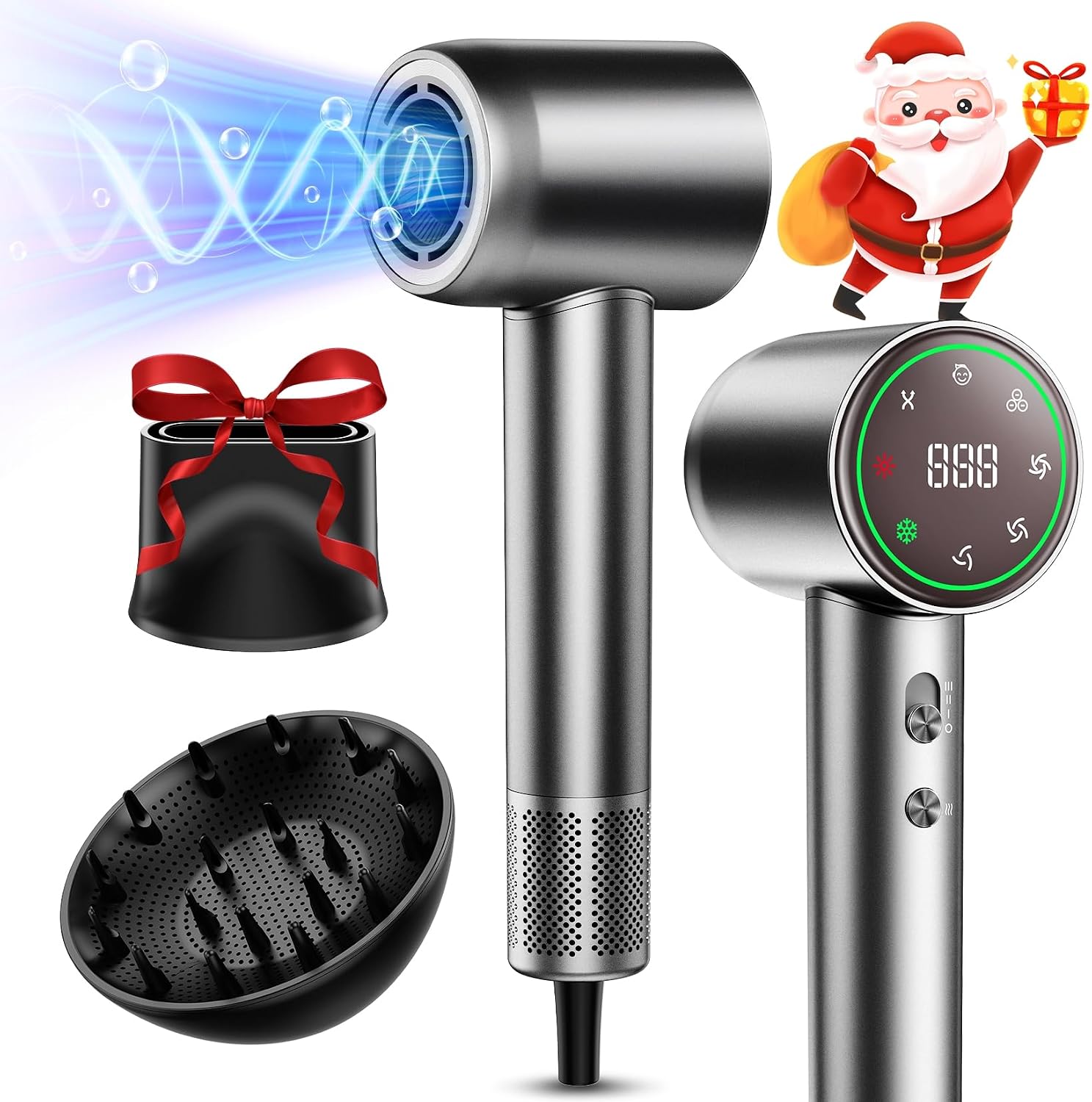 Hair Dryer, 160000 RPM Professional High Speed Ionic Blow Dryer for Fast Drying, 5 Temps/3 Speeds Lightweight Hairdryer with Magnetic Diffuser for Curly Hair for Home Travel Salon
