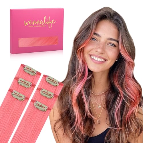 WENNALIFE Light Pink Clip in Hair Extensions