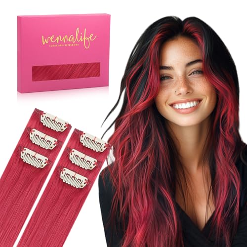 WENNALIFE Red Clip in Hair Extensions