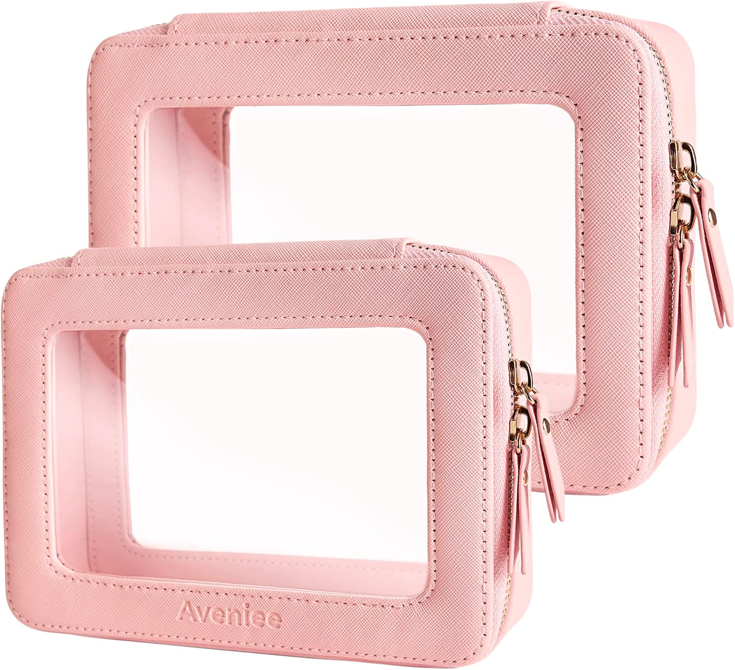 Aveniee Clear Makeup Bag Organizer Set (Pink)