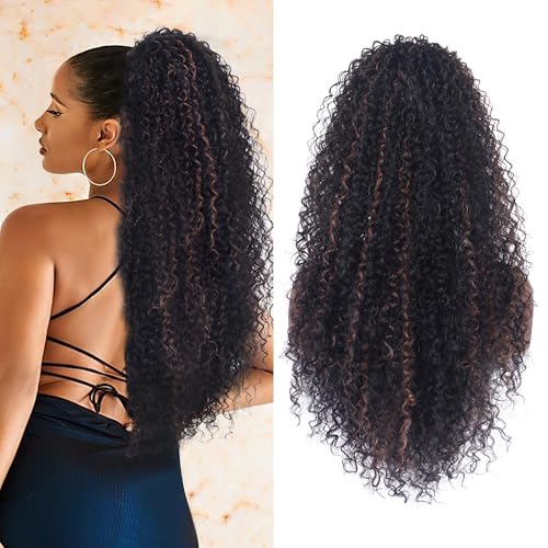 27 Inch Drawstring Ponytail Extension (Brown Highlight)