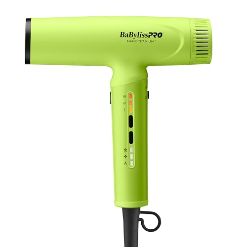 BaBylissPRO Nano Titanium Professional Nano Light Ionic Dual-Voltage Lightweight Hair Dryer, Portable Travel Professional Styling Tool with Diffuser, Blow Dryer Set for All Hair Types