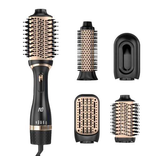 Hair Dryer Brush Set, Multifunctional Hot Air Brush for Salon Blowouts, Negative Ion Technology & Quick Drying, Shiny and Less Frizz, Black Orange