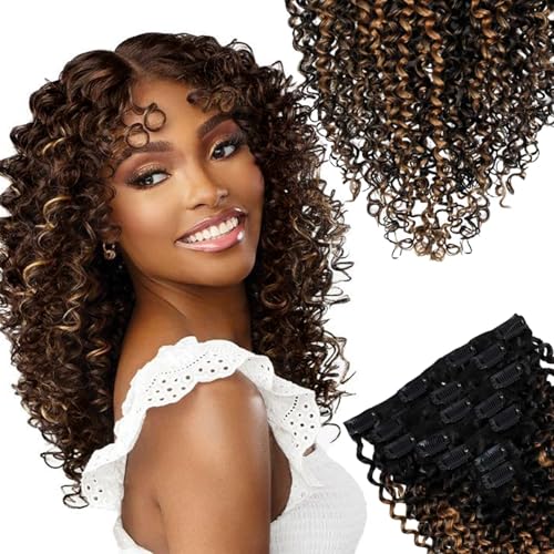 SIYUSI Kinky Curly Clip In Extensions (Honey Blonde Ombre, 18")