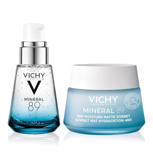 Vichy Mineral 89 Fragrance Free Cream, Moisture Boosting Cream with Hyaluronic Acid, Daily Face Moisturizer, Available in 3 Formulas For All Skin Types, Dry & Sensitive Skin & Mattifying for Oily Skin