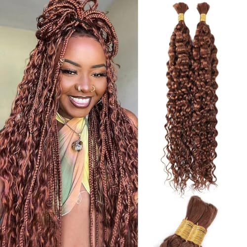 Brown Water Wave Bulk Human Hair 100g