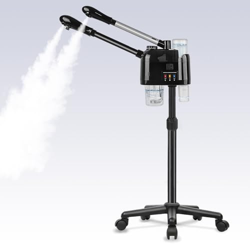 Professional Facial Steamer with Hot and Cold Mist Face Steamer with Wheels for Home Use or Beauty Spa Deep Cleansing and Hydration