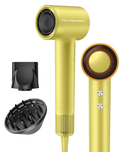 Hair Dryer, 150000 RPM High-Speed Blow Dryer with 500Million Negative Ions for Fast Drying, Lightweight & Thermo-Control, Hair Dryer with Diffuser and Nozzle, Ideal for Salon & Travel, White