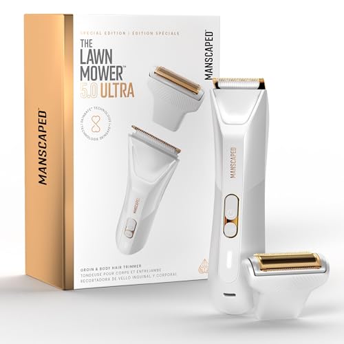 MANSCAPED The Lawn Mower 5.0 Ultra Men's & Women's Groin & Body Hair Trimmer  Dual-Head SkinSafe Trimmer & Foil Blades, Waterproof Wet/Dry Groomer, USB-C Rechargeable with Travel Case, White