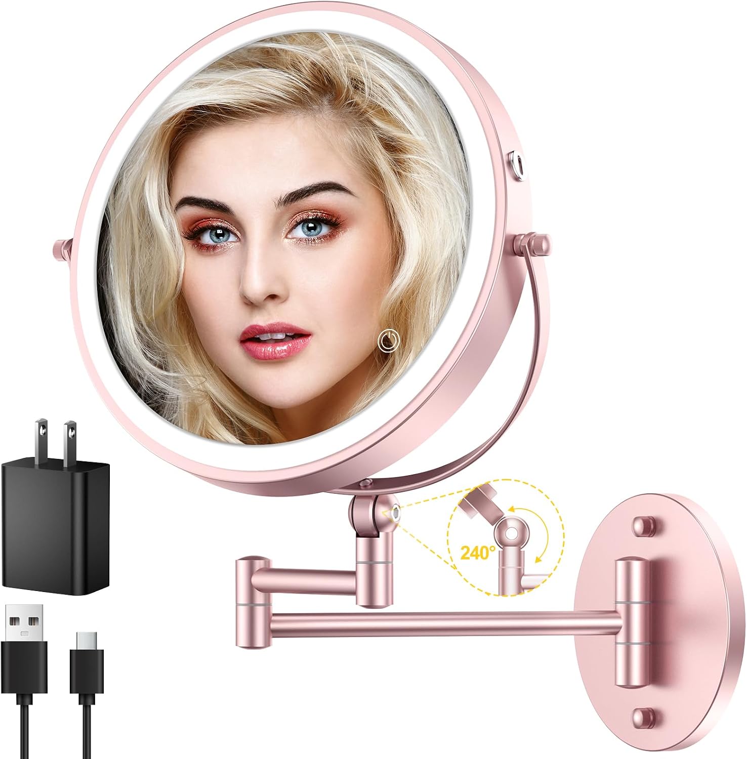 ZLOKLA 9" Wall Mounted Lighted Makeup Mirror