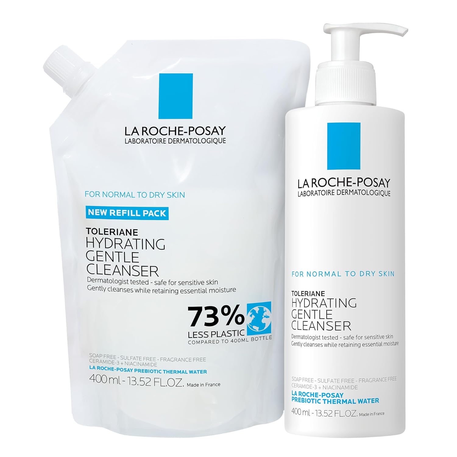 La Roche-Posay Toleriane Hydrating Gentle Face Cleanser, Hydrating Facial Cleanser With Niacinamide + Ceramides, Daily Face Wash For Dry Skin To Normal Skin, Sensitive Skin Tested, Fragrance Free