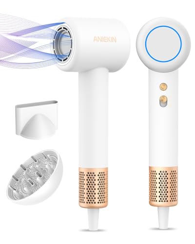 Hair Dryer, High-Speed Ionic Low Noise Blow Dryer with Brushless Motor for Fast Drying, Thermo-Control Quiet Compact Hair Blow Dryer with Magnetic Diffuser for Curly Hair for Home Travel Salon