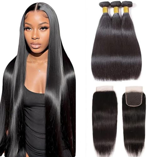 Wowqueen 10A Straight Bundles w/ Closure (shorter set)