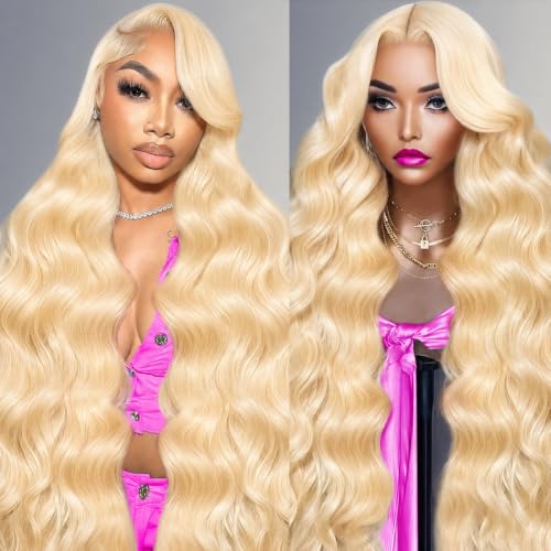 30 Inch 613 13x6 Lace Front Wig Human Hair 200 Density Blonde Wig Human Hair Body Wave Lace Front Wigs Human Hair Pre Plucked 613 HD Lace Frontal Wig 13x6 Blonde Wigs For Women Natural Hairline