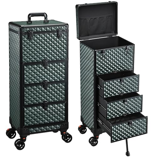 Nail Trolley Cart with 3 Drawers (Dark Green)