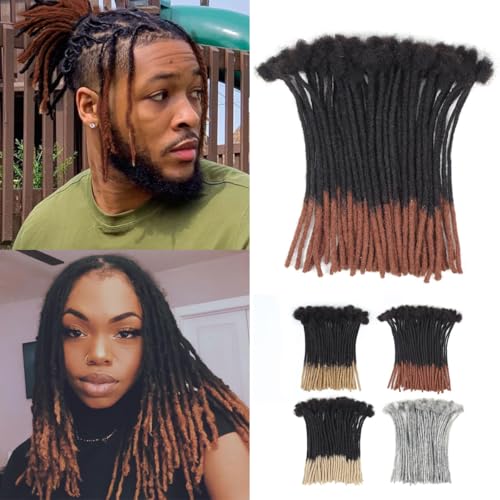 8 inch 50 Strands Loc Extensions Human Hair, 0.4cm Width 100% Human Hair Dreadlock Extensions for Men/Women, Can be Dyed Soft Dreads Extensions,1B/30