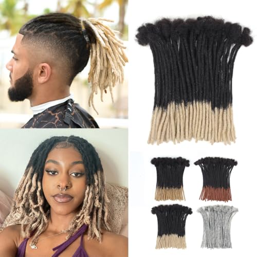 10 inch 50 Strands Loc Extensions Human Hair, 0.4cm Width 100% Human Hair Dreadlock Extensions for Men/Women, Can be Dyed Soft Dreads Extensions,1B/613