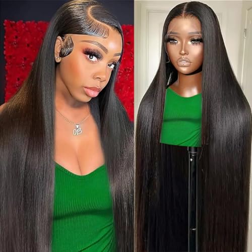 28 inch 13x6 Straight Lace Front Wigs Human Hair for Women 200 Density HD Lace Front Human Hair Wig Pre Plucked Natural Hairline Glueless 13x6 Lace Frontal Wigs