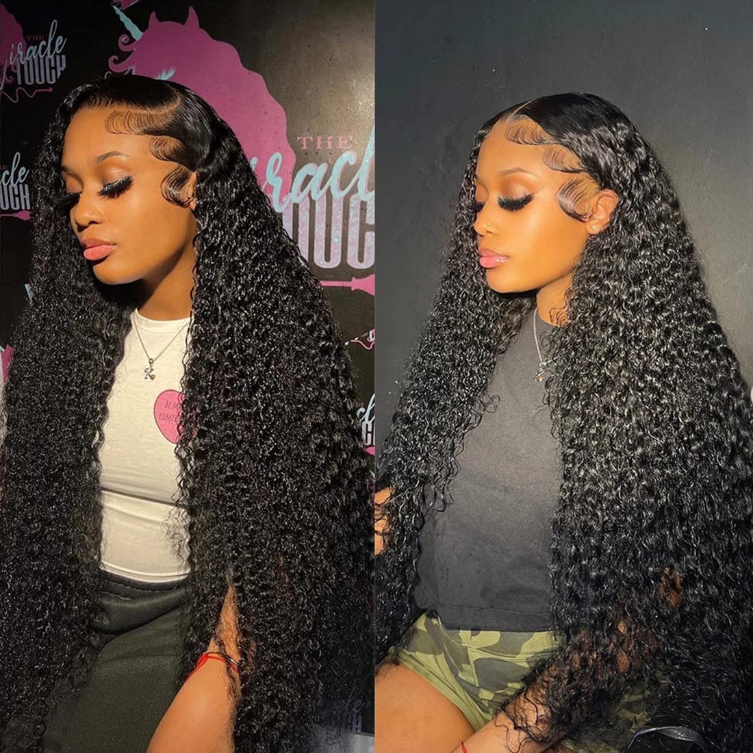 Water Wave Lace Front Wigs - Human Hair 13x4 HD Glueless Lace Frontal Wigs for Women - Pre Plucked with Baby Hair - 180% Density - Wet and Wavy - 32 inch