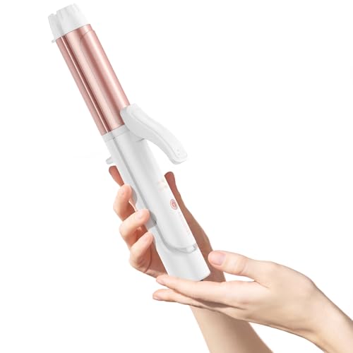Dual Voltage Curling Iron, Mini Travel Size Curling Iron for European, 1 1/4 Inch Ceramic Plates Hair Straightener with Adjustable Temperature, European Plug Included