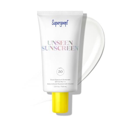 Supergoop! Unseen Sunscreen - SPF 50 - Clear & Invisible Face Sunscreen + Broad Spectrum + Makeup-Gripping Primer - Weightless, Scentless, Oil Free - For All Skin Types & Tones - 2.5 fl oz