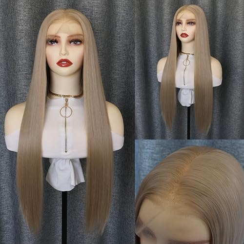 Long Straight Blonde #103 Hair Synthetic Lace Front Wigs for Women Straight Free Part Glueless Lace Wigs Blonde Heat Resistant Fiber Natural Hairline Wig Cosplay Daily Party Wigs
