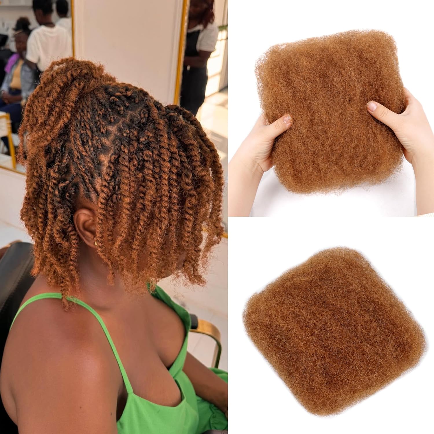 Afro Kinkys Bulk Human Hair -100% Real Human Hair for Mini Twist, Braiding, Loc Extensions & Crochet, Kinky Curly Hair Bundles, Natural Afro Bulk for Dreadlocks(30#, 16 Inch(Pack of 1))