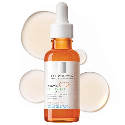 La Roche-Posay Pure 12% Vitamin C Serum For Face With Hyaluronic Acid & Salicylic Acid, Hydrating Face Serum, Boost Radiance & Reduce Wrinkles, 2 Formulas for Normal or Oily Skin Control
