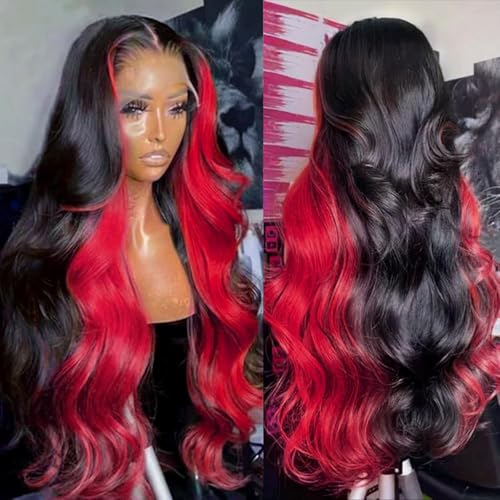 13x6 Black & Red Ombre Wig