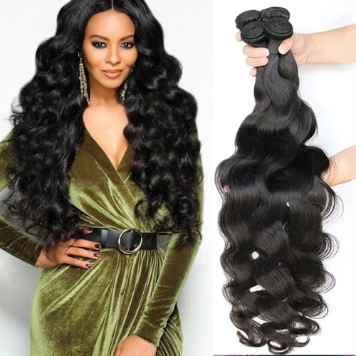 Human Hair Bundles Body Wave Brazilian Virgin 12A Grade (24 26 28 30) 100% Unprocessed Human Hair Extensions Body Weave 4 Bundles Deals Double Weft Human Hair Natural Color for Black Women