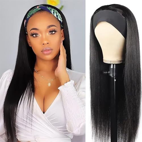 Headband Wig Human Hair Straight 18"