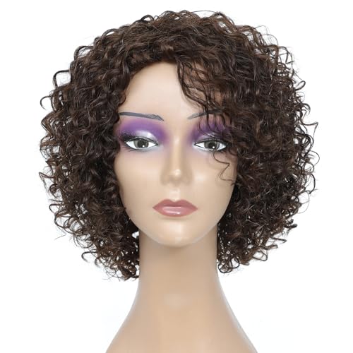 HUA Short Curly Human Hair Wig