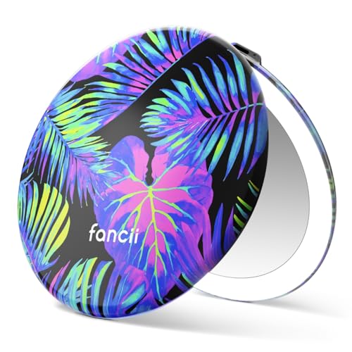 Fancii Taylor LED Lighted Compact Travel Mirror, Rechargeable, 10x /1x Magnifying, 3 Light Settings - Best for Makeup, On The Go Touch-Ups, Grooming (Neon Oasis)