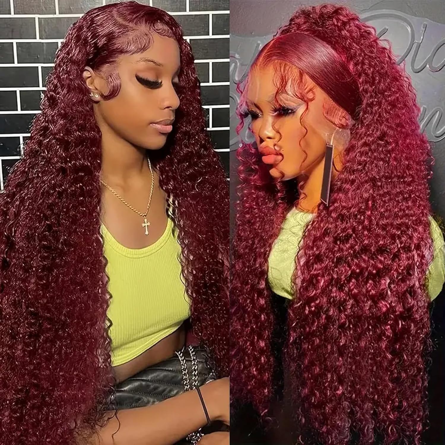ULRICA Burgundy Wig Human Hair Water Wave 99J Burgundy Lace Front Wigs Human Hair Wigs for Women 13x4 HD Lace Front Wigs Human Hair Pre Plucked Wine Red Wigs Burgundy Wig 32 Inch