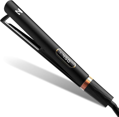 Nicebay 1 Titanium Flat Iron, Fast Heating Hair Straightener & Curler,with 5 Temp Settings, Negative Ion Technology,Travel-Friendly, Smooth Salon Design