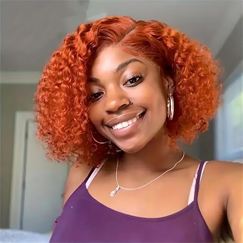 Ginger Orange Glueless Pre Plucked Curly Bob