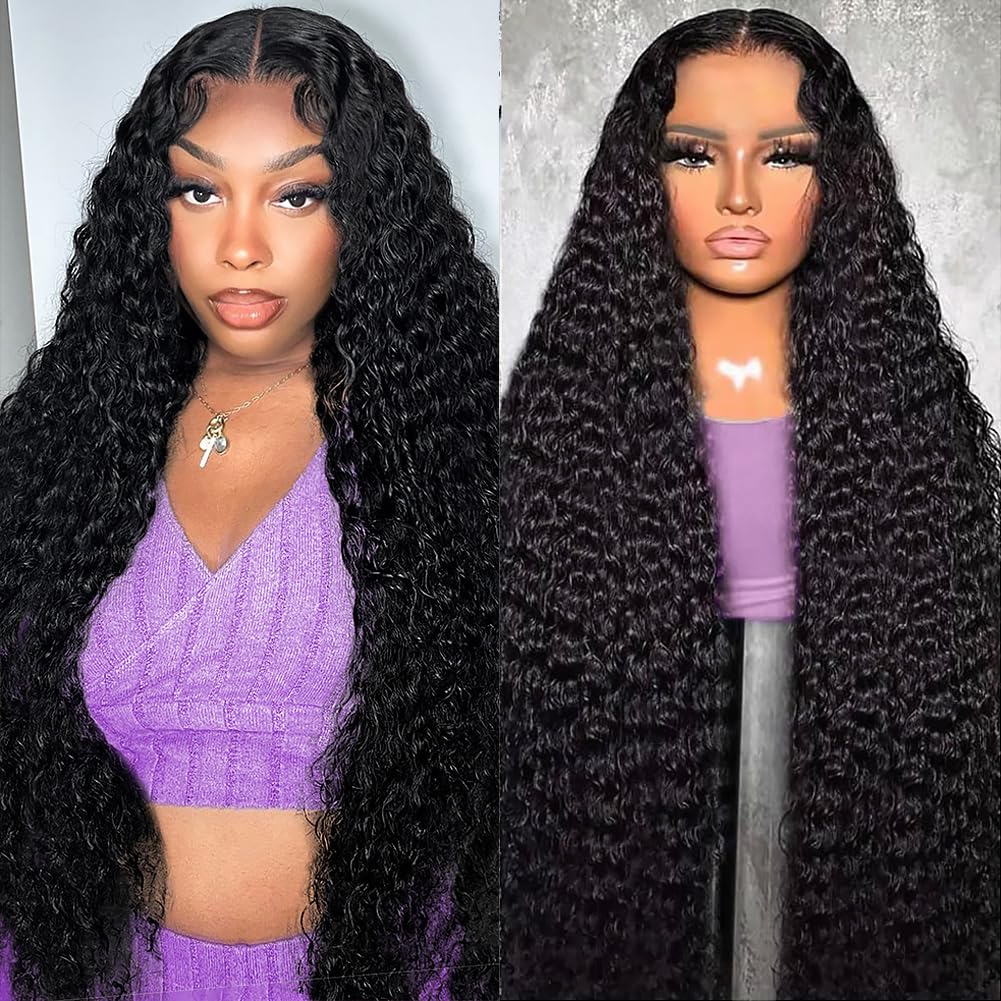 FIRIEYA 13x6 Deep Wave Lace Front Wigs Human Hair 200 Density HD Full Lace Frontal Wigs for Women Deep Curly Glueless Wigs Human Hair Pre Plucked with Baby Hair 26 Inch