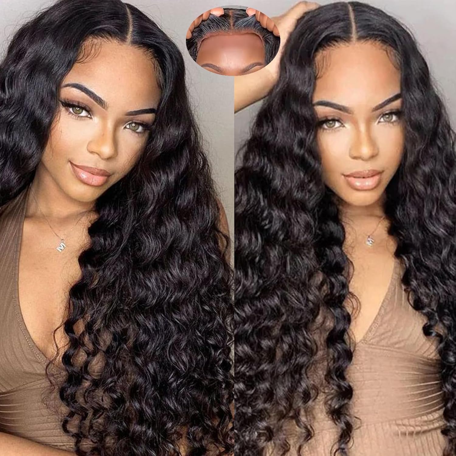 Wear and Go Glueless Wigs Human Hair Pre Plucked Pre Cut 5x5 Hd Lace Closure Deep Wave Curly Lace Front Wigs for Black Women (30 Inch)