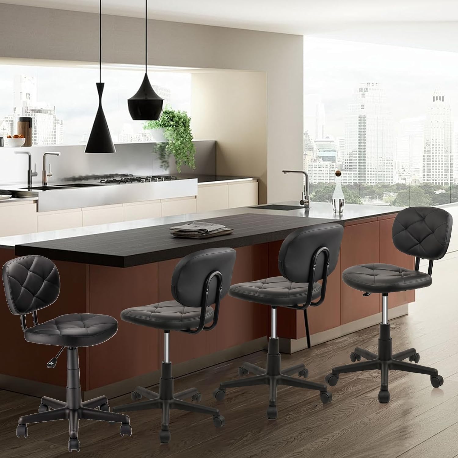 Rolling Stool Chair with Backrest