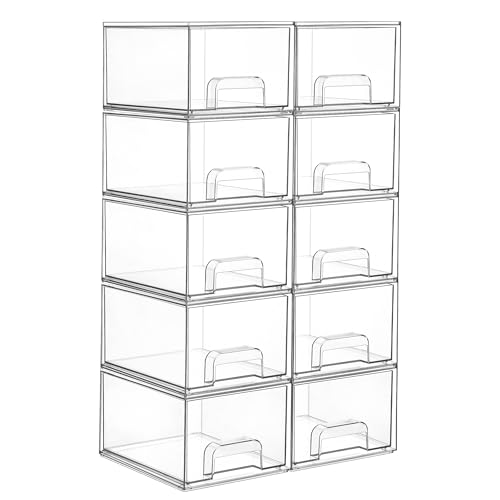 Vtopmart 10 Pack Clear Small Stackable Drawers