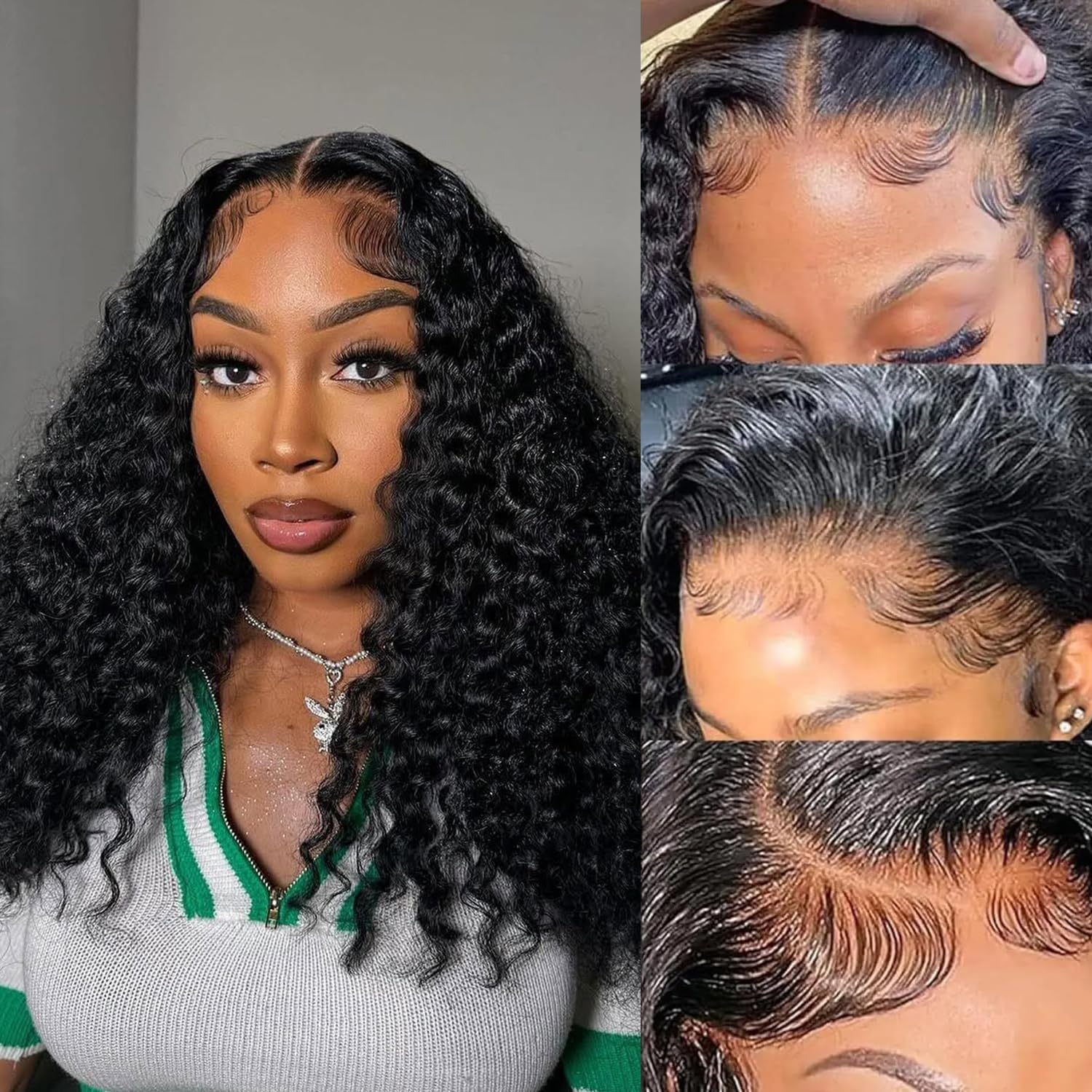 Qiikota 20" Deep Wave Lace Front Wig