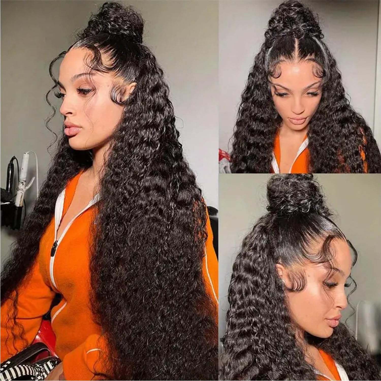 SODLIS 13x6 Deep Wave Lace Front Wigs Human Hair HD Lace Frontal Wig Human Hair Pre Plucked With Baby Hair Curly Wig For Women(30 Inch)