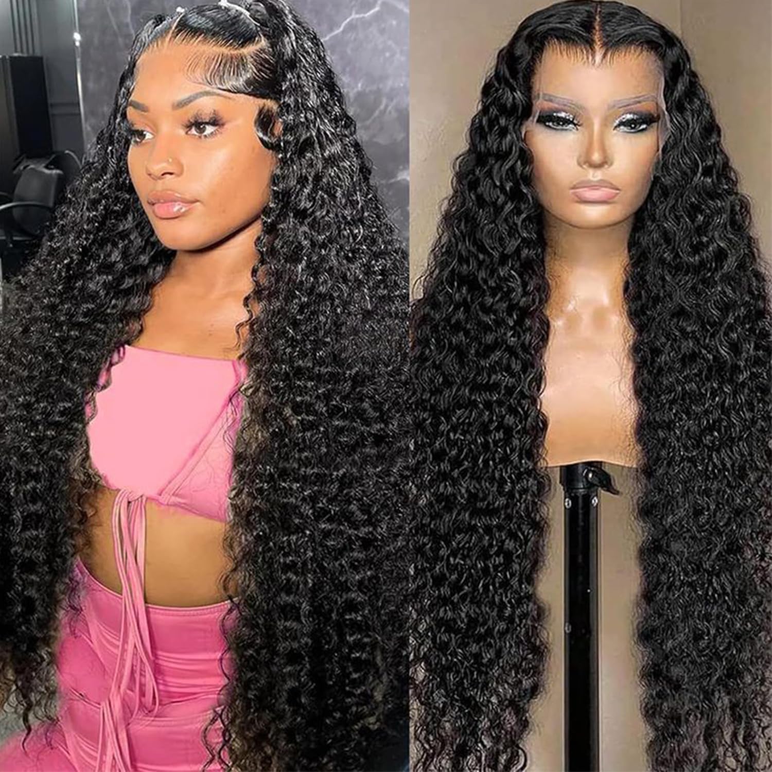 SODLIS Deep Wave Lace Front Wigs Human Hair 180% Density 13x6 Deep Wave HD Lace Frontal Wig Human Hair For Women Deep Curly Wigs Human Hair Pre Plucked with Baby Hair (28 Inch)