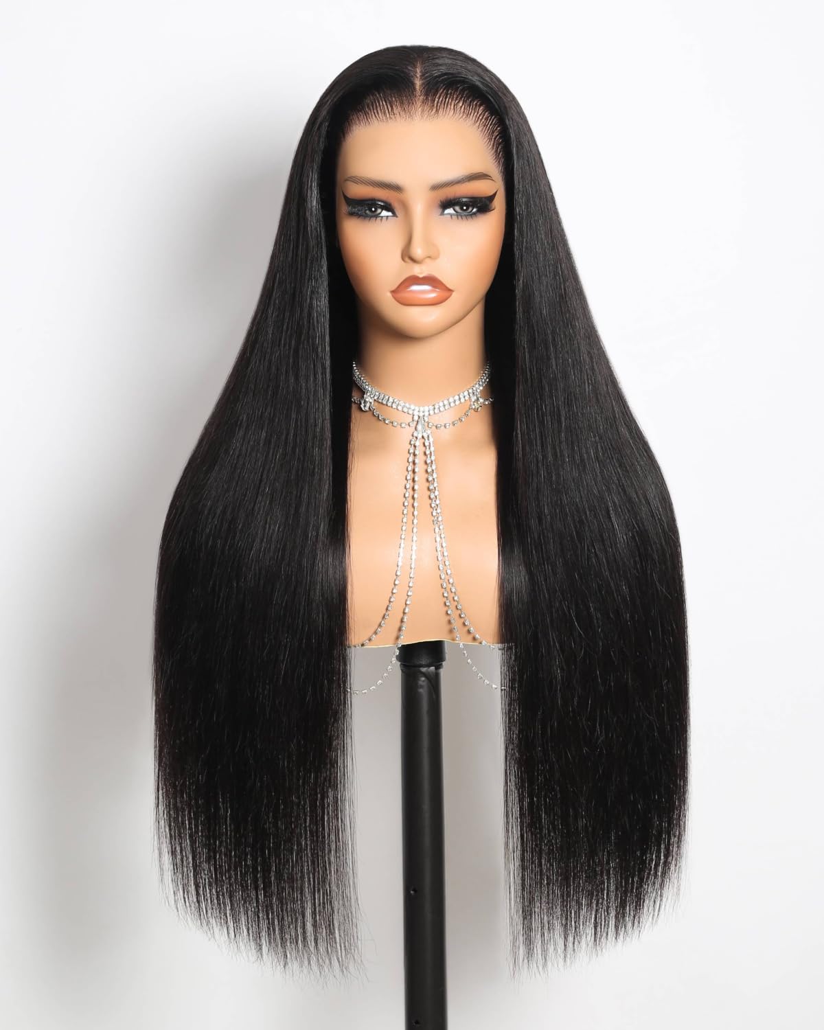 13x6 HD Lace Front Wigs Human Hair 220% Density Glueless Wigs Human Hair Pre Plucked Pre Cut Upgrade Ear-to-Ear Frontal Straight Wigs for Women Glueless Drawstring Wig with Tapes 22 Inch