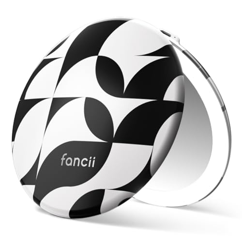 Fancii Taylor Compact Travel Makeup Mirror with Lights, 10x /1x Magnifying, Rechargeable, 3 Light Modes, Dimmable - Small Lighted Handheld Purse Mirror, Double Sided, for Gifts (Mellow Monochrome)