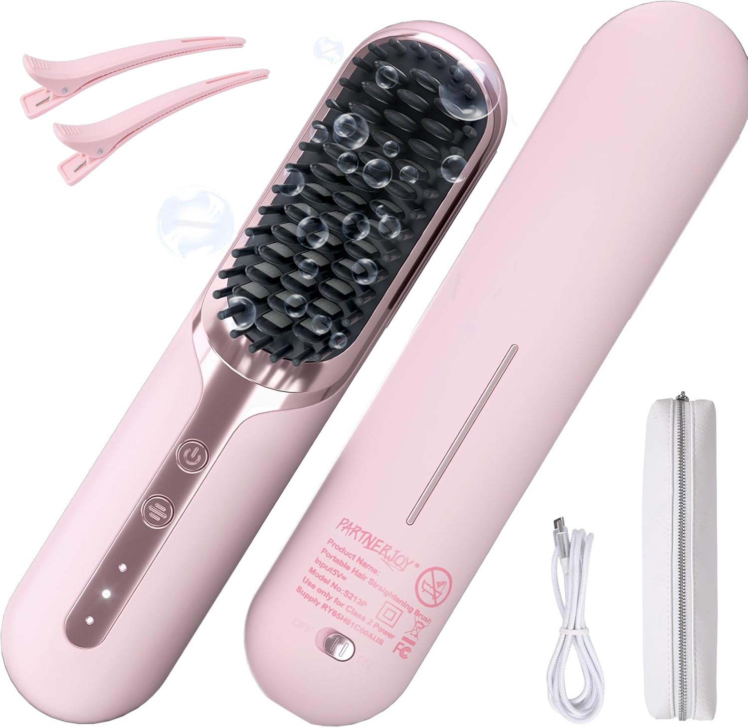 Cordless Hair Straightener Brush- Dual Mode (Cord-in-Use & Cordless),Portable Travel Straightener 30s Fast Heat-Up, Portable Mini Straightening Comb Lightweight Anti-Scald for Travel, Home, Office